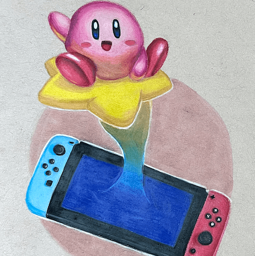 Kirby on a Nintendo Switch